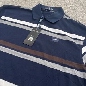 Eden Park Paris Polo Shirt 3XL (Fit=L) Navy Striped Cotton Rugby Legend Team NWT